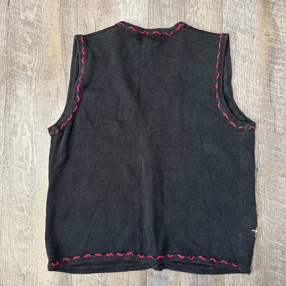 Vintage 90s Christmas Snowman Cottage Sweater Knit Button Vest Womens Medium - Picture 3 of 3